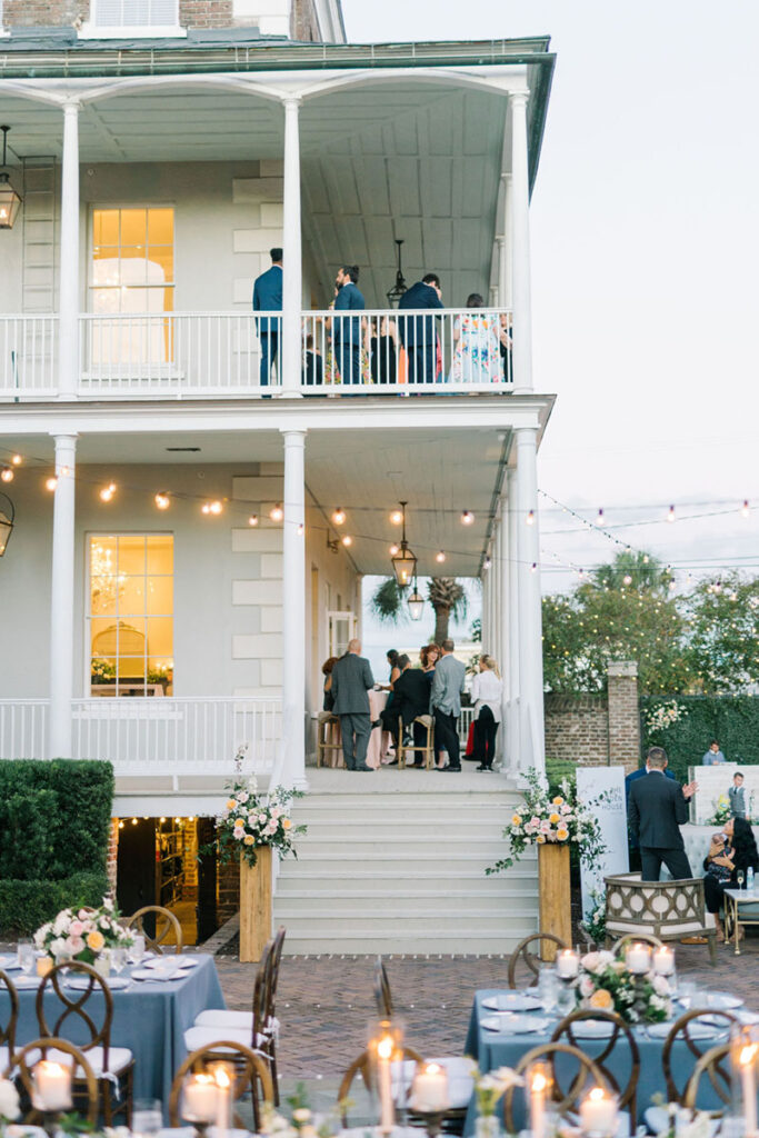 Cocktail hour on the piazza at The Gadsden House in Charleston